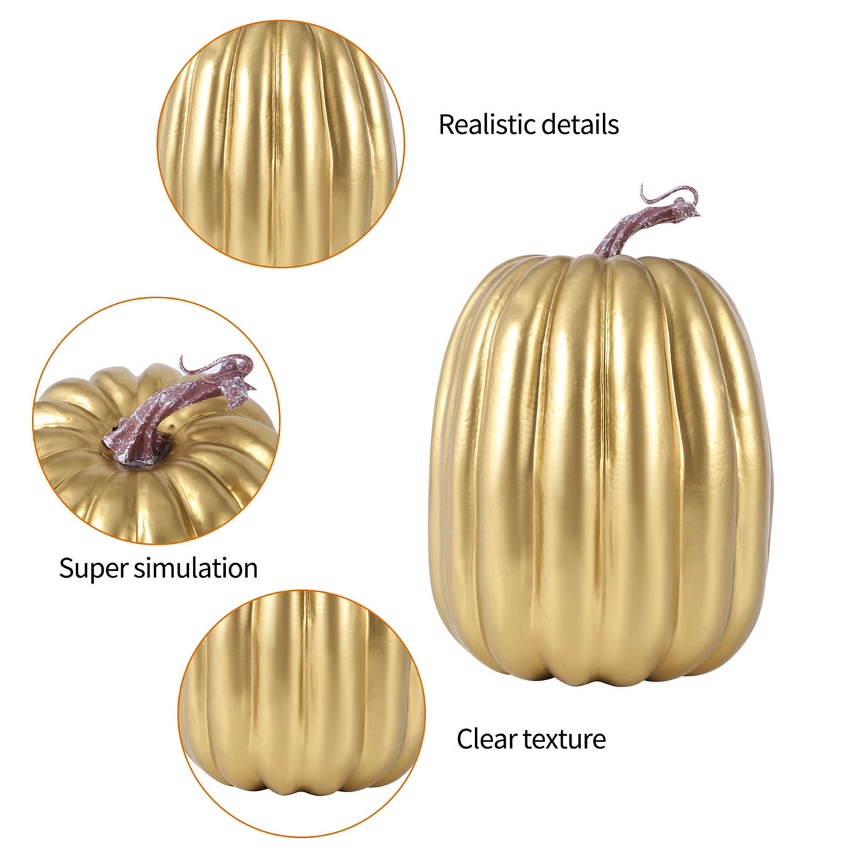 RUINIXCW 8 Inch Large Artificial Pumpkins Fall Decorations Thanksgiving Halloween Pumpkins Giant Fake Pumpkins Foam Pumpkins Autumn Harvest Home Decor