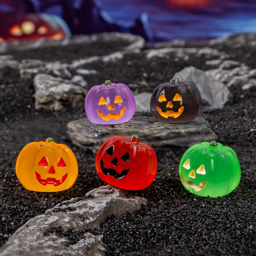 PPKVUFD 1Pc Luminous Resin Pumpkins for Decorating Fall Halloween Miniature Pumpkin Artificial Mini Pumpkins Decoration for Fall Halloween Party Gifts Home Cake Decoration Craft DIY Halloween Decor