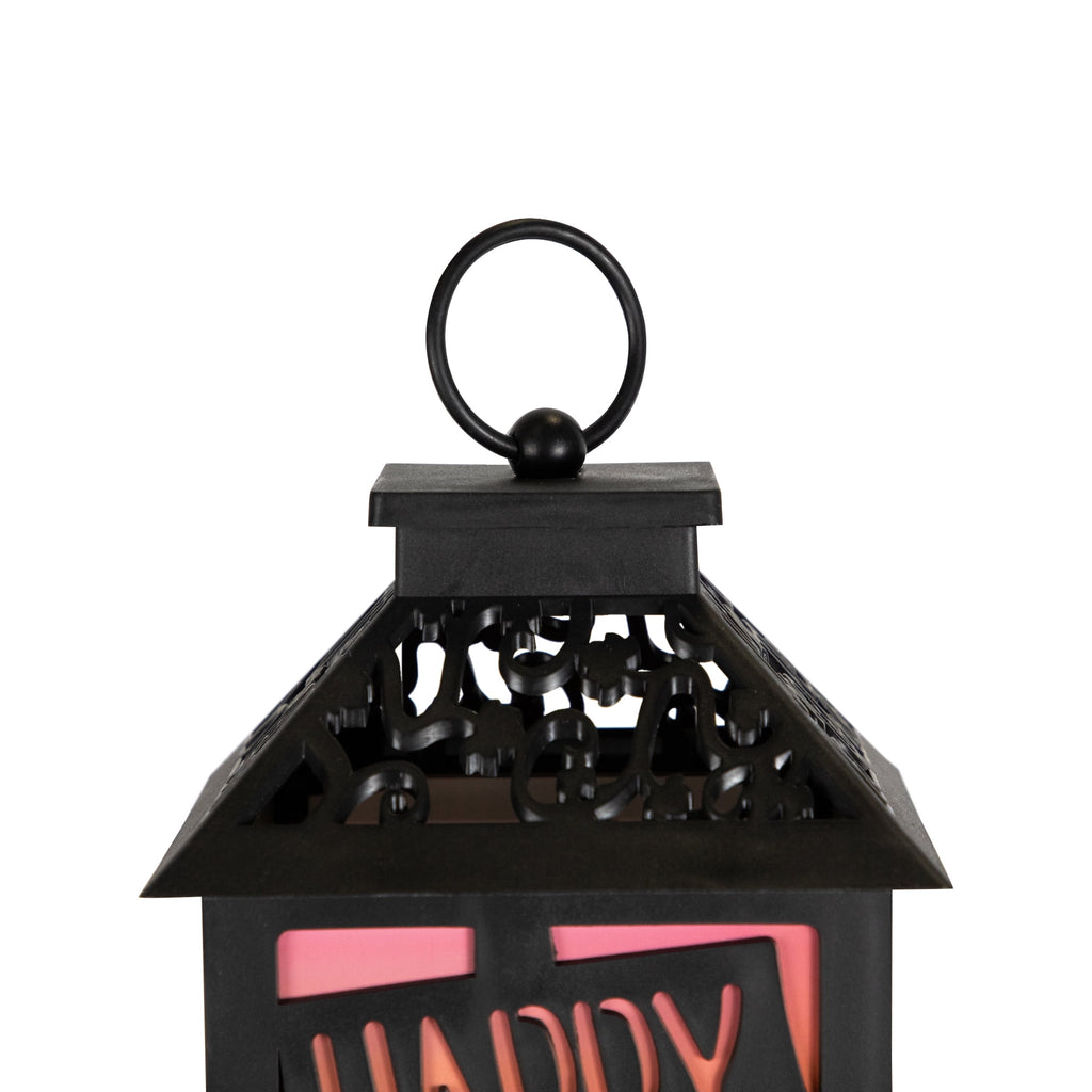 Northlight LED Lighted Jack-O-Lantern Happy Halloween Lantern - 11" - Black