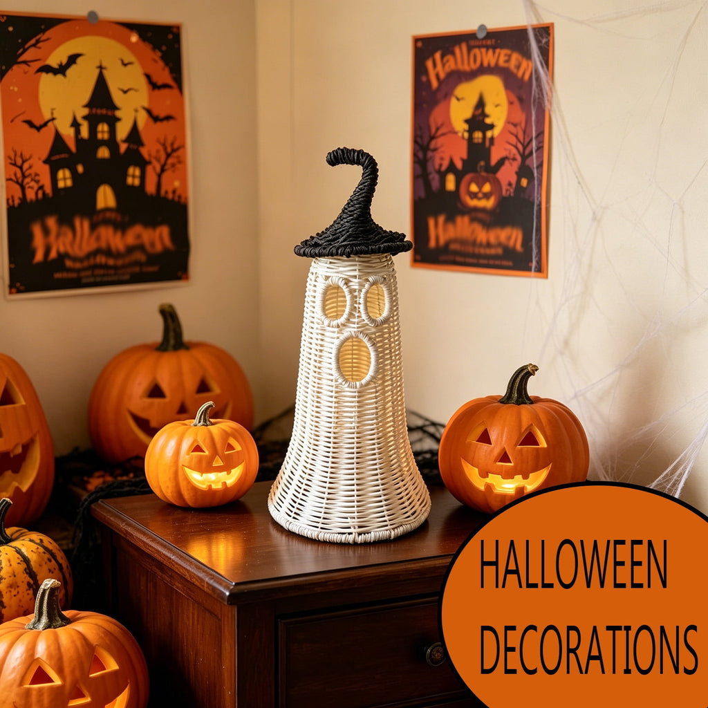 Handwoven Pumpkin Lantern, Rustic Vintage Halloween Decor, 28cm Woven Pumpkin Lantern Without LED Candle Light, Pumpkin Ornament for Mantel Doorstep Halloween Party Decorations