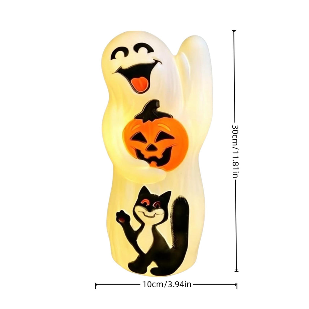 Halloween Ghost,Halloween Blow Mold,Halloween Ghost with Pumpkins - Jack-O-Lantern Blow Mold Light-Up Decoration - Perfect for Halloween, Home, Yard(White 12IN)