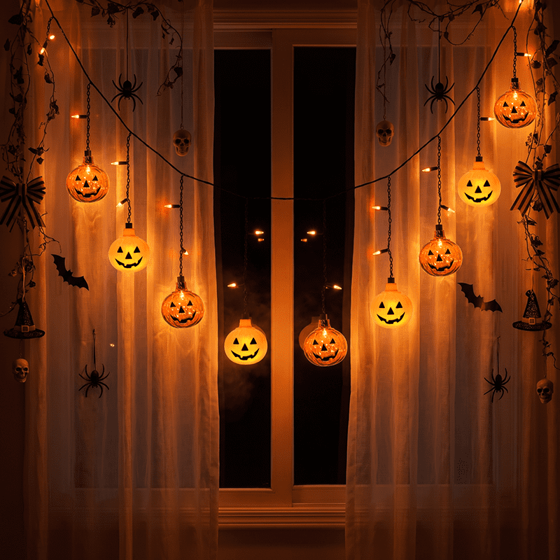 7Ft Halloween Pumpkin String Lights, Halloween Decorations Lights with 10 LED Colorful Pumpkin Lights 15 Orange Bulbs, Hanging Fairy Lights for Outdoor Curtain Garden Porch Bar Party Bedroom Decor