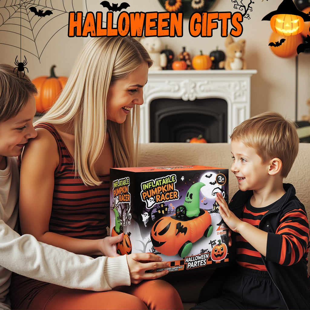 Firstness 2.4GHz Remote Control Car Halloween Inflatable Pumpkin Spider Blow ups Rc Car 360° Rotation, 3 Music and LED Lights,Aged 3+