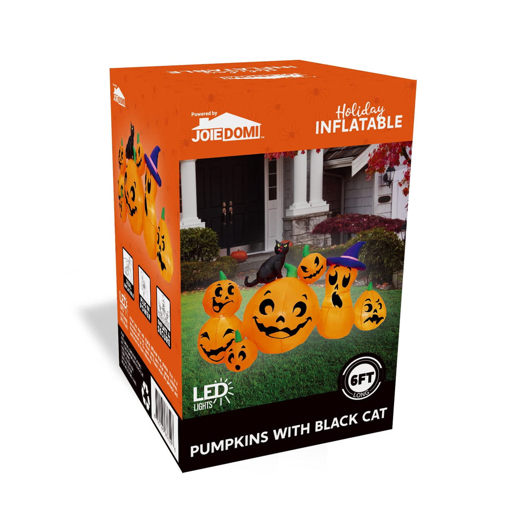 Joyfy 10 Ft Tall Halloween Inflatables Pumpkin,Giant Pumpki Blow Up Decor with Built-in LED Lights,Outdoor Decorations for Yard,Lawn,Garden