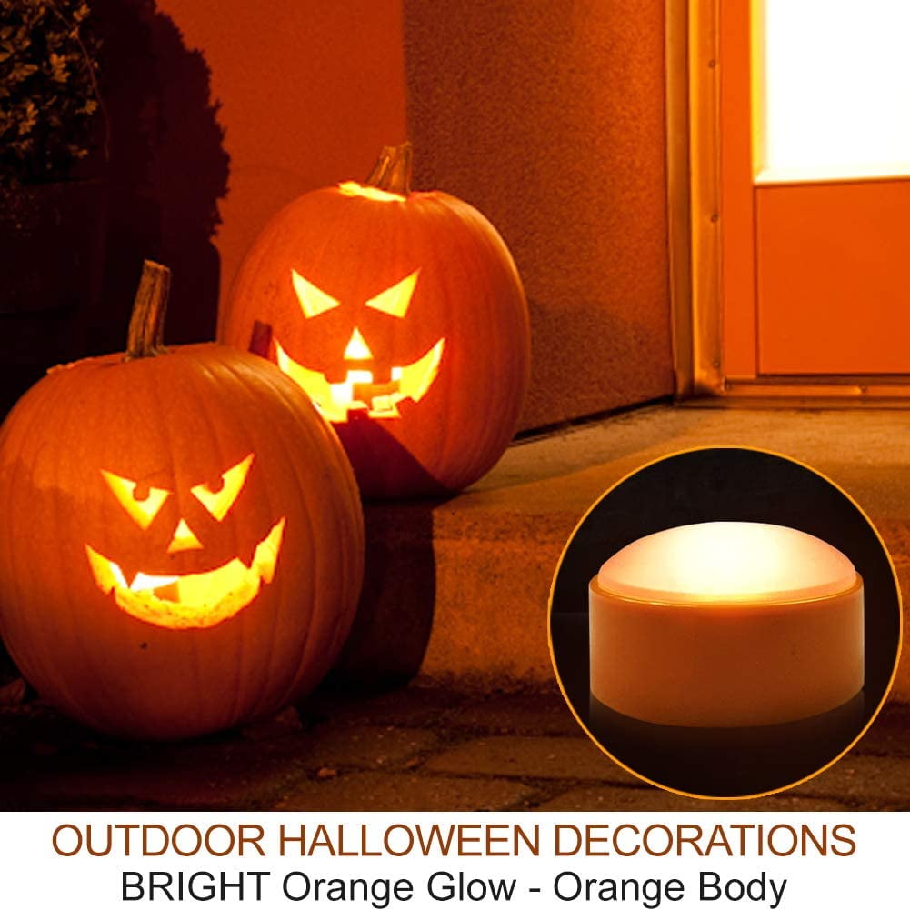 2-Pack Halloween Pumpkin Lights with Remote/Timer - Orange Pumpkin Lights LED Battery Operated Halloween Decor - Halloween Jack-O-Lantern Outdoor Pumpkin Decorations - LED Lights Halloween