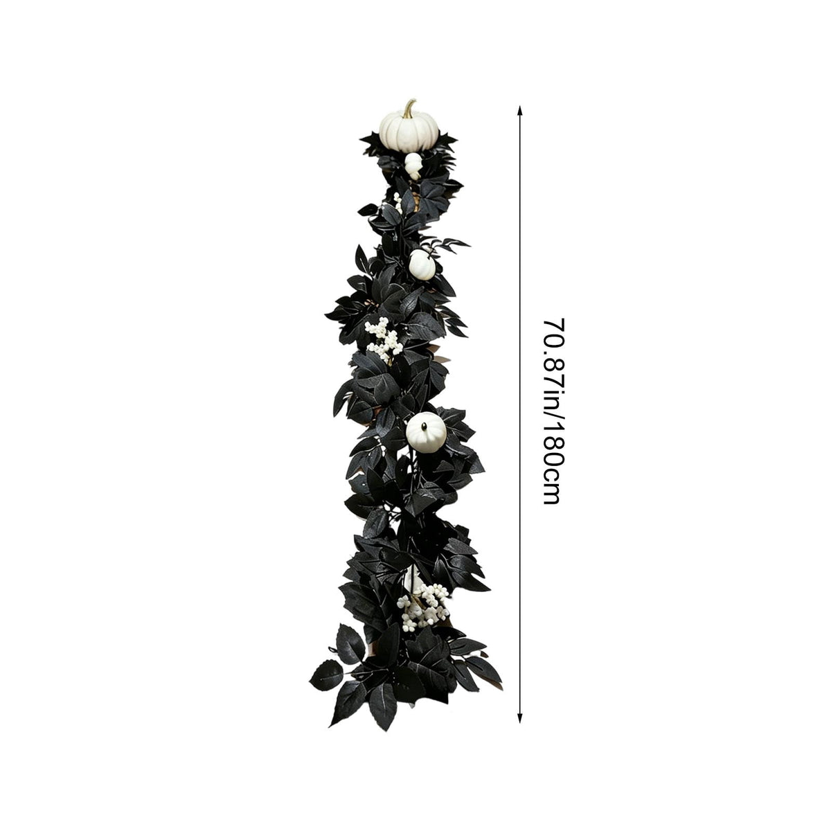 Halloween Black Garland with LED Lights 70.87 Inch Gothic Foliage for Mantel Stair Halloween Party Home Indoor Decor