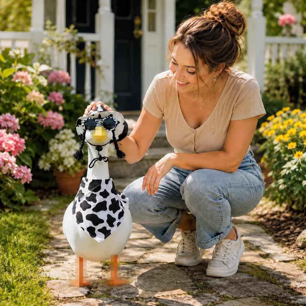 Porch Goose Halloween Outfit for 23 Inch Goose Statue, Witch Hat Dress with Fuzzy Spider Legs, Pumpkin Spiderweb Goose Clothes, Funny Yard Lawn Patio Decor
