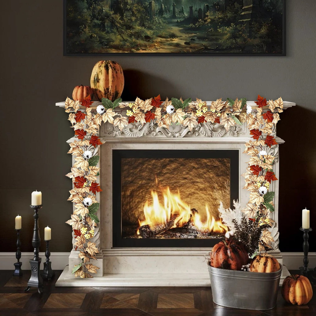 Fall Candle Ring,Artificial Maple Leaves Pumpkins Decorative Wreaths,Berry Wreath for Pillar Candle Holder,Candle Ring for Halloween Centerpieces and Farmhouse Table Decor,7.48 inch(Pink)