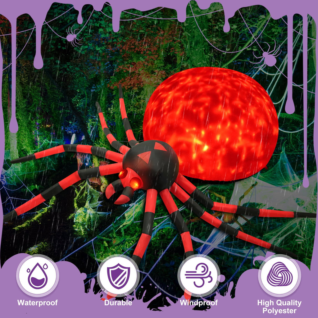 Yexmas 8FT Halloween Inflatables Outdoor Decorations Giant Spider Decorations with LED Lights and Air Pump Blow up Inflatable, Purple