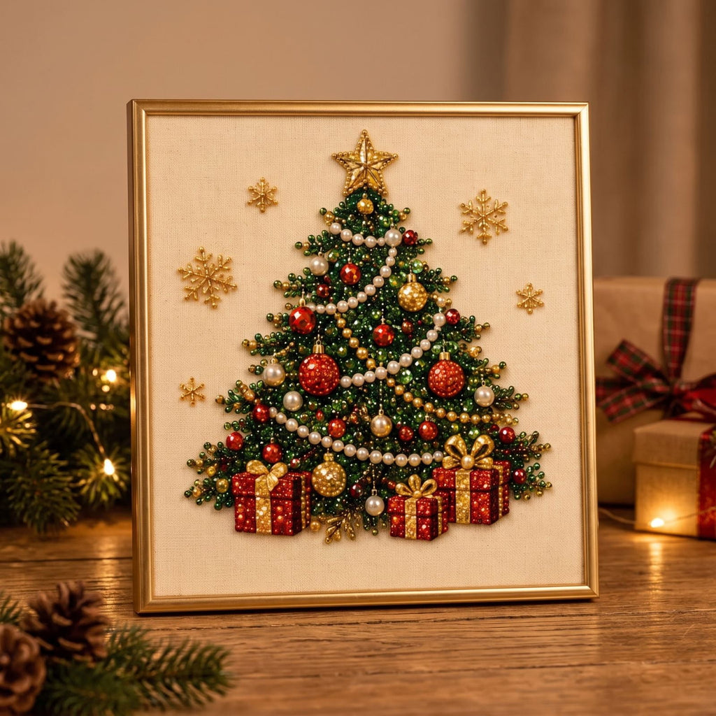 JWZZYD DIY Christmas Pearl Painting Art Kit with Frame, 9.8" Christmas Pearl Beads Art Craft Set, Gemstone Dots Beads for Holiday Christmas Wall Decor, Decoration Gift(Reindeer)