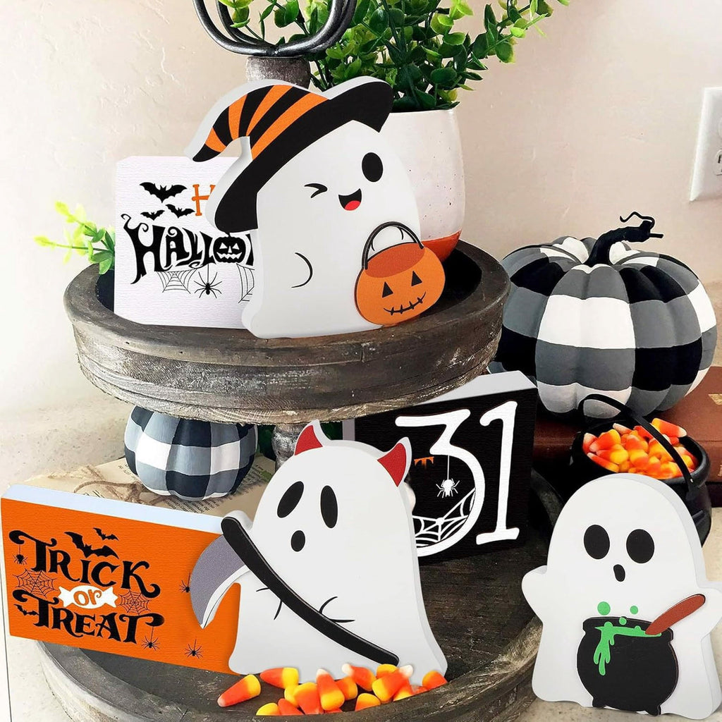 Halloween Ghost Tissue Box Cover | 7.87 Inch Tissue Holder Organizer | Decorative Functional Desktop Accessory | Halloween Theme Home Decor | Resin Halloween Party Decoration