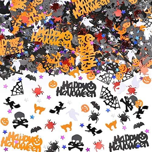 2000+pcs Confetti Table Scatter Pumpkins Spiders Bats Witches Spider Webs Star Cat Ghost Skull for Halloween Party Favor Decorations