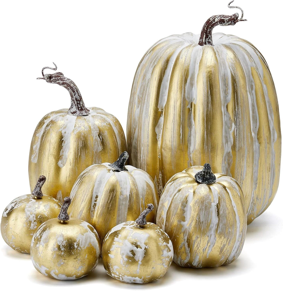 7Pcs Artificial Pumpkins Fall Decoration Assorted Faux Pumpkin Cute Foam Pumpkins for Home Outside Halloween Decorating