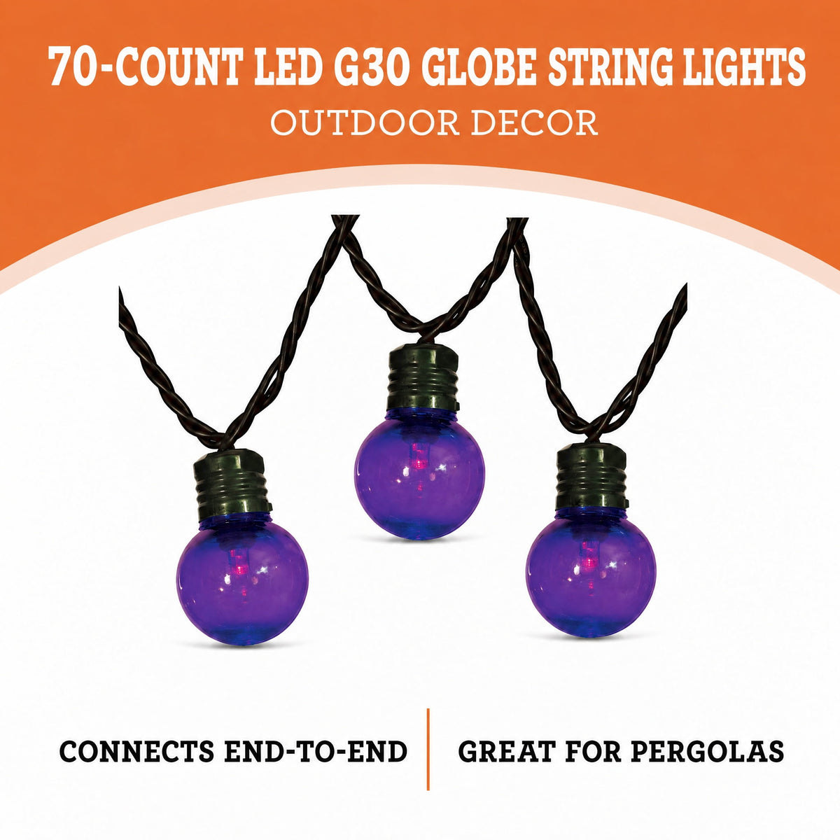 Indoor/Outdoor 70-Count LED G30 Globe String Lights, Multicolor, 21', Halloween by Way To Celebrate