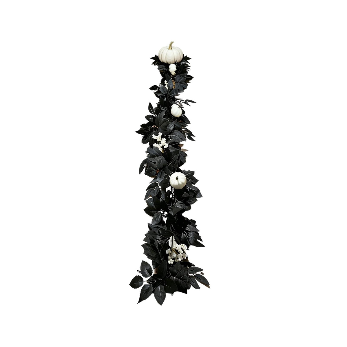 Halloween Black Garland with LED Lights 70.87 Inch Gothic Foliage for Mantel Stair Halloween Party Home Indoor Decor