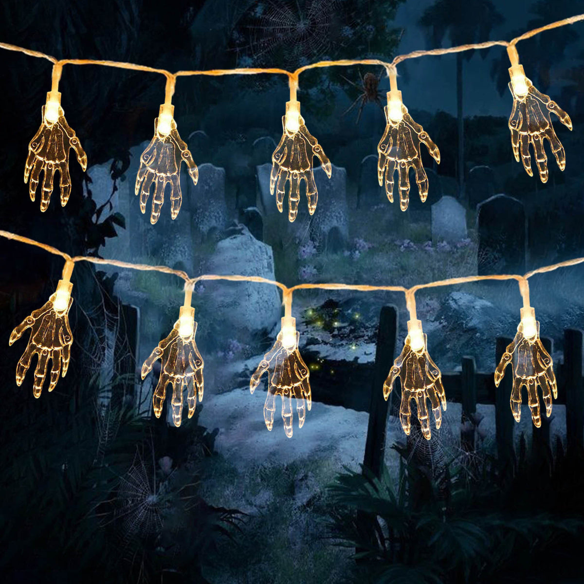 Halloween's String Lights Battery Operated 6.56FT 10 LED 3D Pumpkin Bat Ghost Light with Timer 8 Light Modes For Window Indoor Outdoor Decor Halloween Party Decorations