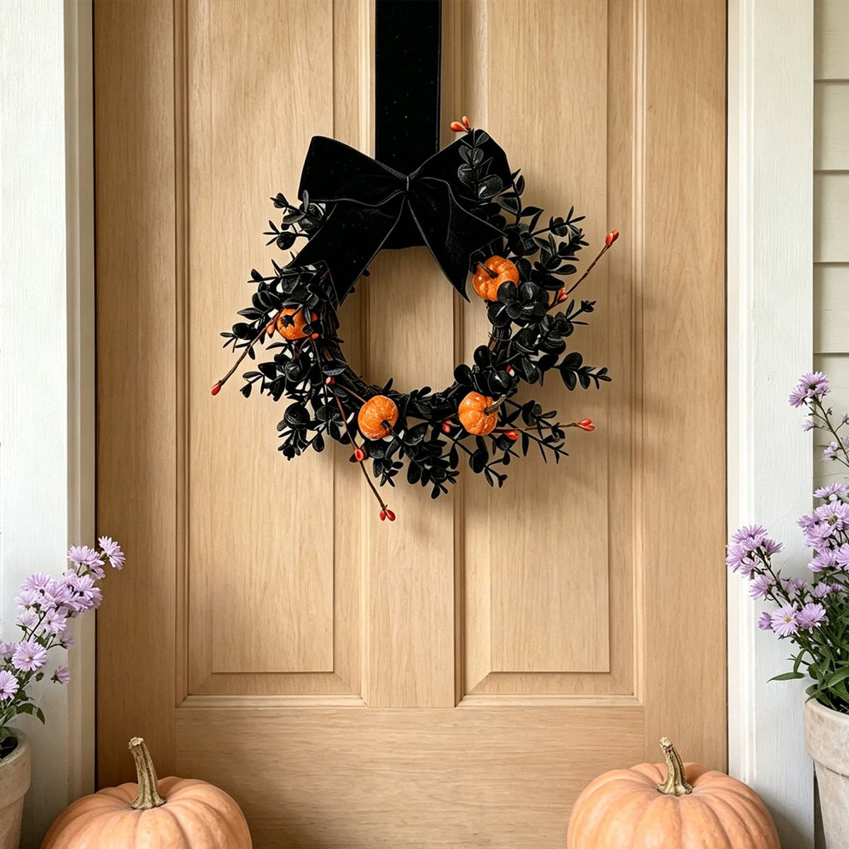 Fall Candle Ring,Artificial Maple Leaves Pumpkins Decorative Wreaths,Berry Wreath for Pillar Candle Holder,Candle Ring for Halloween Centerpieces and Farmhouse Table Decor,7.48 inch(Pink)