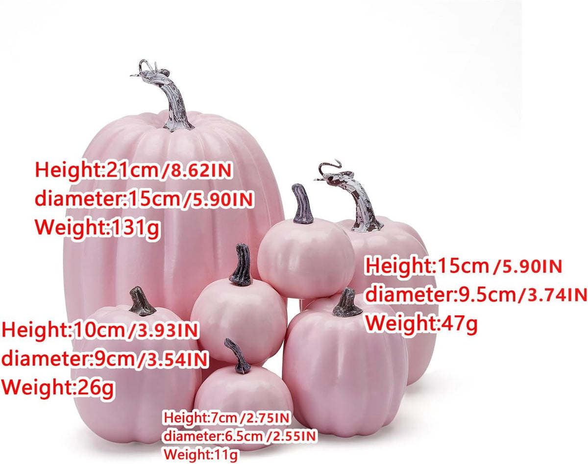 7Pcs Artificial Pumpkins Faux Foam Fall Harvest Pumpkin Halloween Thanksgiving Decorations Indoor for Home