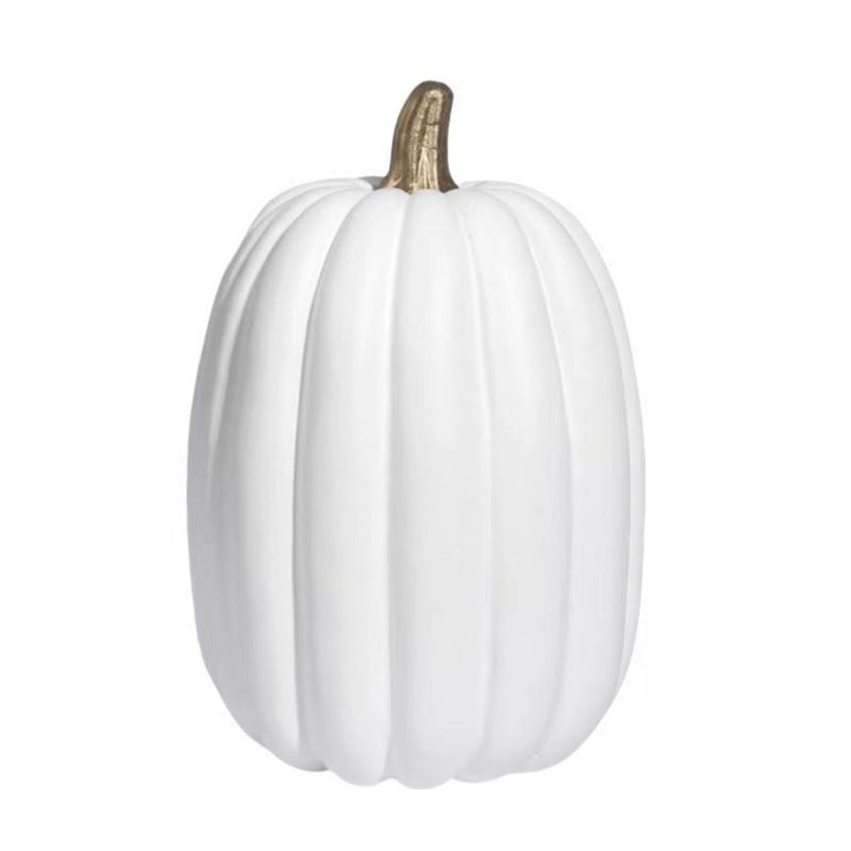 8.5 Inch Large White Pumpkins for Decorating - 1PCS Big Foam Decorative Pumpkin for Fall Decoration, Paintable Artificial Pumpkins Perfect for Halloween Thanksgiving Decor (Gold Handle)
