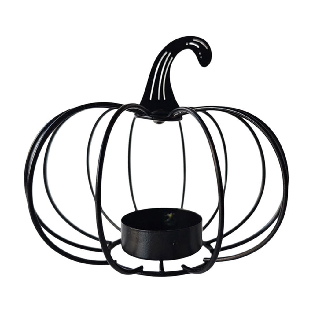 romoty Metal Wire Pumpkin Candle Holder, Vibrant Orange Iron Tealight Stand Tabletop Centerpiece Accent Halloween Thanksgiving Fall Harvest Dining Room Decoration
