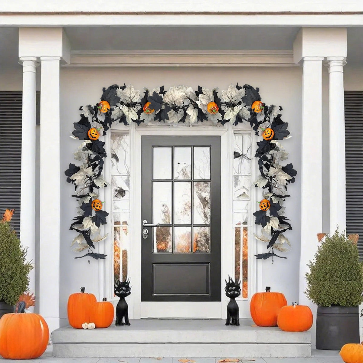 Halloween Pumpkin Garland - 68" Fall Leaf Decor for Mantle, Staircase & Porch, Outdoor/Indoor Autumn Thanksgiving Party Decoration (Multicolor)