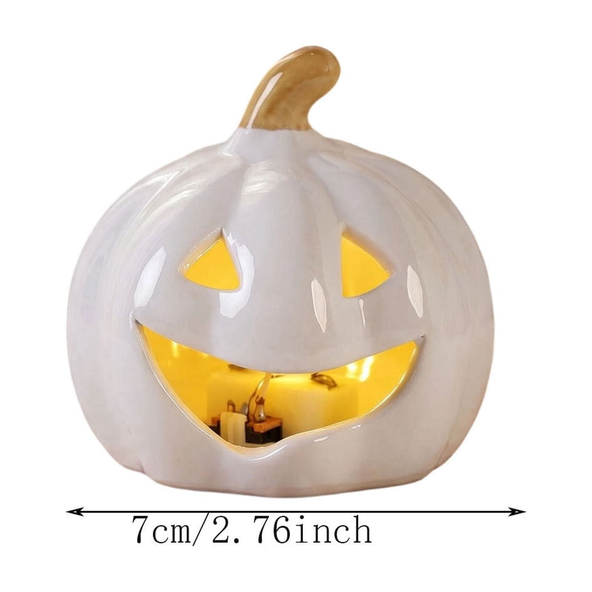 LEFXSMR Pumpkin Night Light, Ceramics Glowing Pumpkin Decor with Led, Waterproof Halloween Light for Home Holiday Desktop Decor