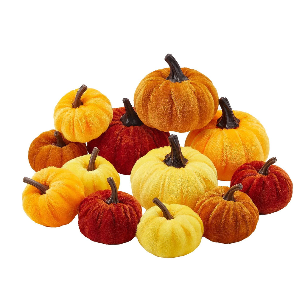 12 Pcs Small Velvet Pumpkins Artificial Pumpkins 2 Sizes for Fall Decor Wedding Thanksgiving Halloween Party Table Centerpiece Farmhouse Decoration, Blue
