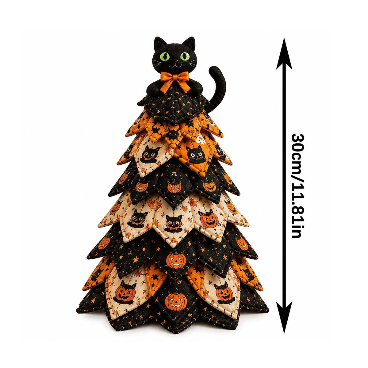Lypsnake DIY Halloween Quilted Fabric Tree Kit, Vintage Pumpkin Sunflower Patchwork, 3D Padded Sewing Craft Project for Autumn Harvest Decor