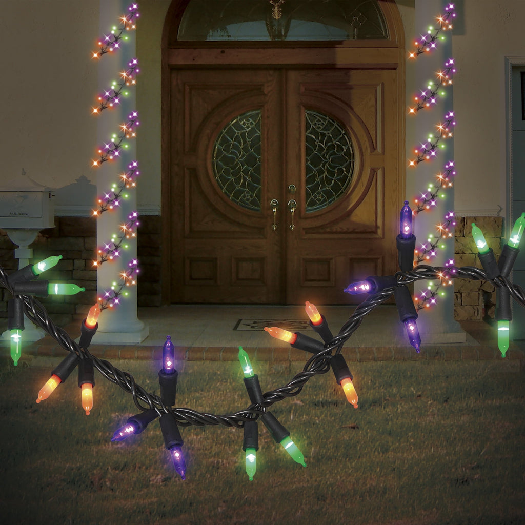 (2 pack) Halloween 90-Count Indoor/Outdoor Multicolor Garland LED Mini Lights, 9', Way To Celebrate