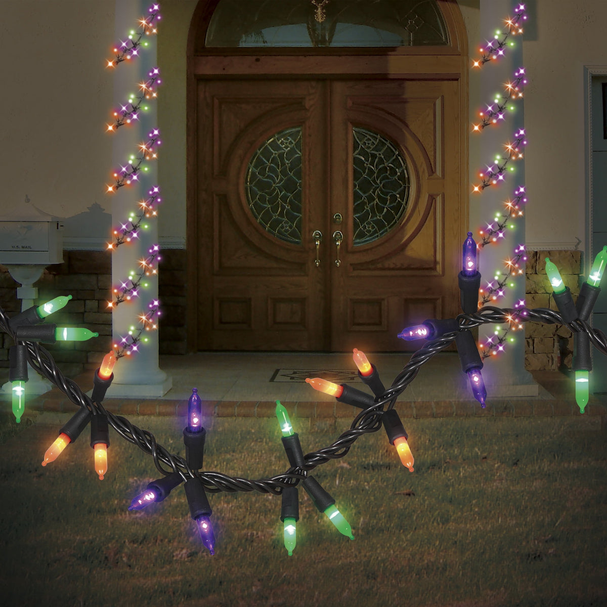 (2 pack) Halloween 90-Count Indoor/Outdoor Multicolor Garland LED Mini Lights, 9', Way To Celebrate