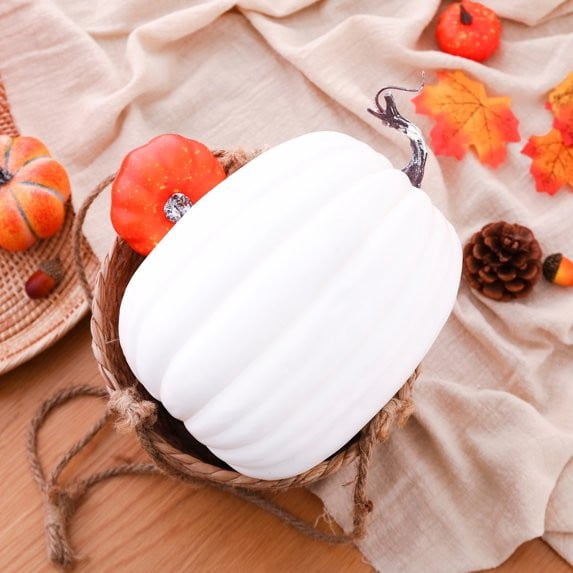 CQHVKQ 8 Inch Large Artificial Pumpkin Fall Decorations, Realistic Fake Harvest Pumpkin, Orange Gold Decorative Pumpkins for Table Centerpieces, Fall, Thanksgiving & Halloween DIY