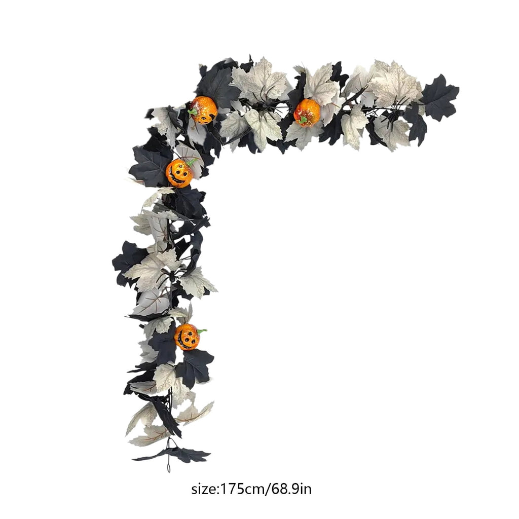 68 Inch Black Halloween Garland, Fall Artificial Vine, Thanksgiving Wall Decor for Home Mantel