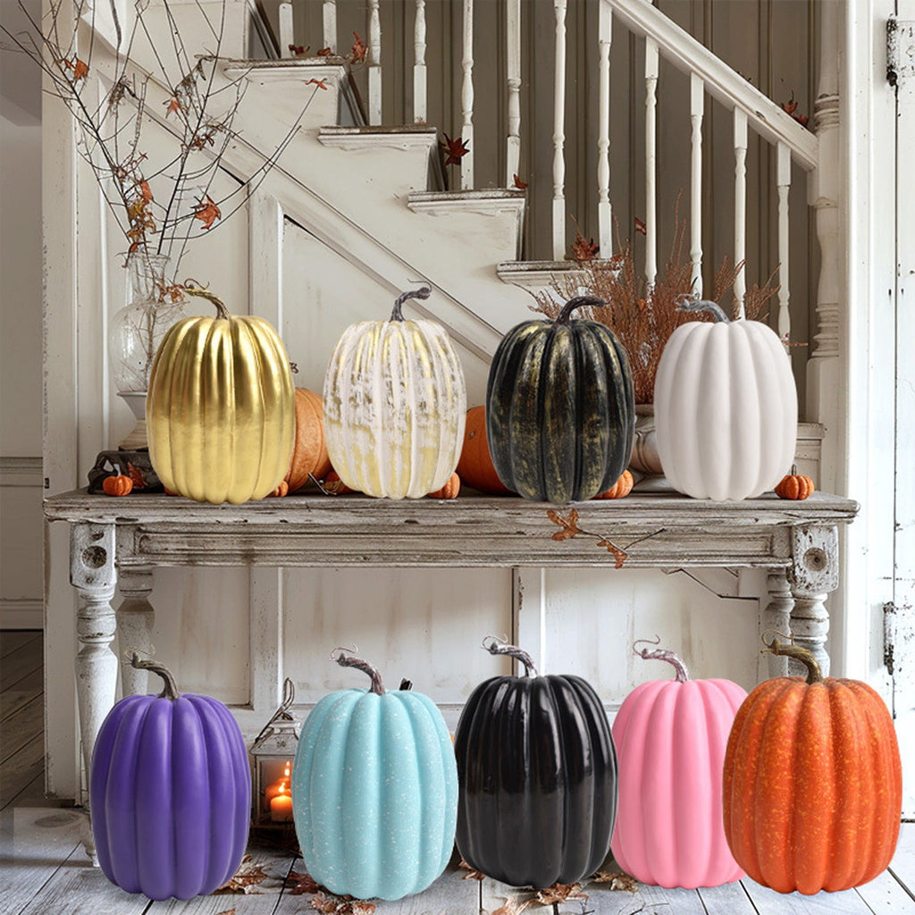 Halloween Artificial Pumpkin Farmhouse Decor, Rustic Country Style Fall Thanksgiving Table Centerpiece for Kitchen Mantel Shelf Entryway Fall Accent Ornament