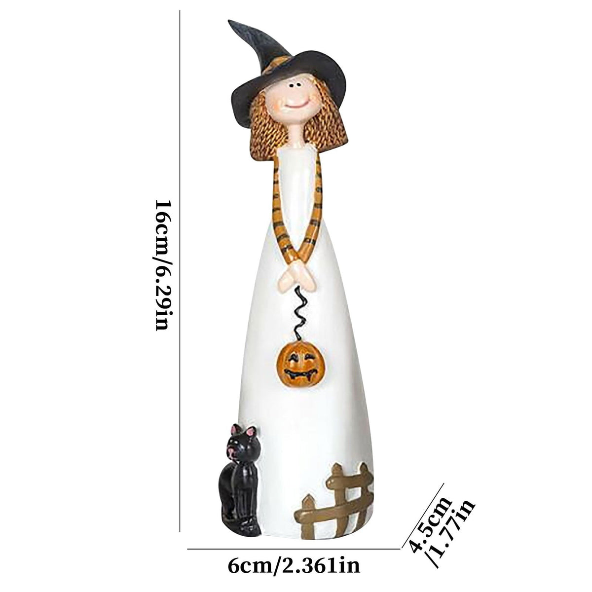 Halloween Witches Figurine Tabletop Decor,Resin Witch Statues Decorations with Classic Witches Hats,Cat,Ghost,Crow, and Pumpkins,Holiday,Party,Home Decor and Fall Decor