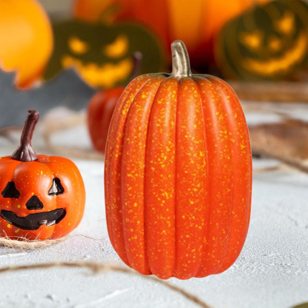 8.5 Inch Large White Pumpkins for Decorating - 1PCS Big Foam Decorative Pumpkin for Fall Decoration, Paintable Artificial Pumpkins Perfect for Halloween Thanksgiving Decor (Gold Handle)