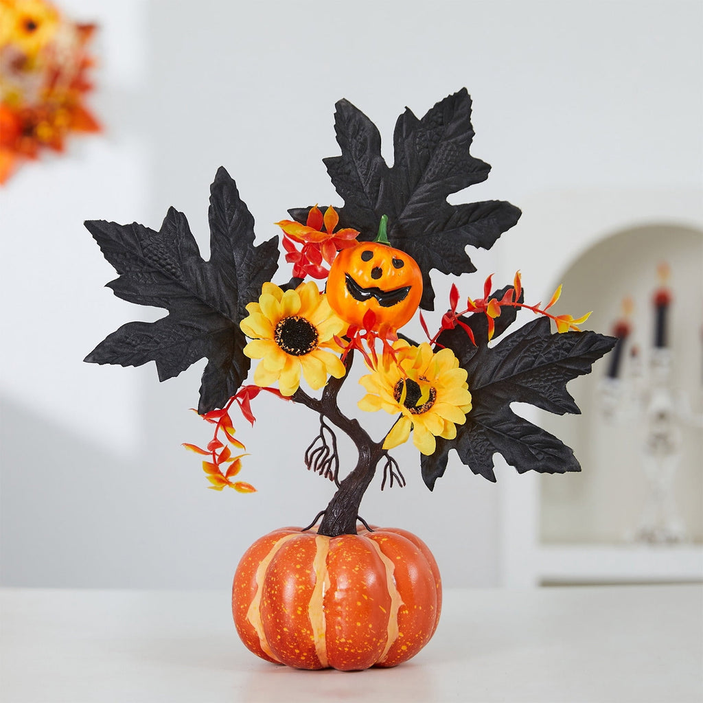 YSGFHGJW Halloween Thanksgiving Artificial Pumpkin Tree Decoration, Light Up with LED Lights, Fall Decor for Dining Table Living Room Porch