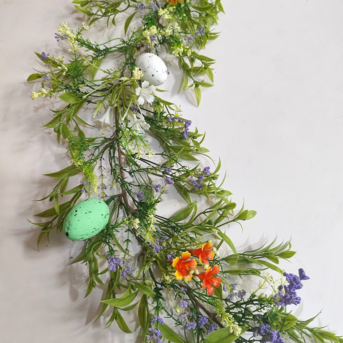 yulier Artificial Garland 70.86 inch Spring Garland with Flowers, Faux Vines Floral Hanging Garland for Holiday Wedding Spring Home Party Window Door Fireplace Table Indoor Outdoor Decor