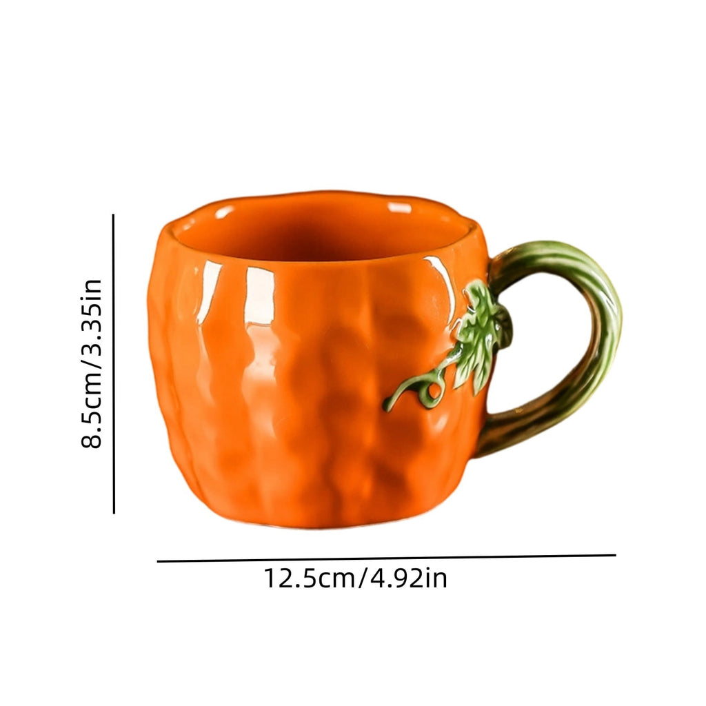 Cute Pumpkin Handmade Ceramic Mug with Dust Lid, Thanksgiving Halloween Coffee Cup for Office, Creative Water Cup Holiday Gift for Friends Family Coworkers Kitchen Home Decor