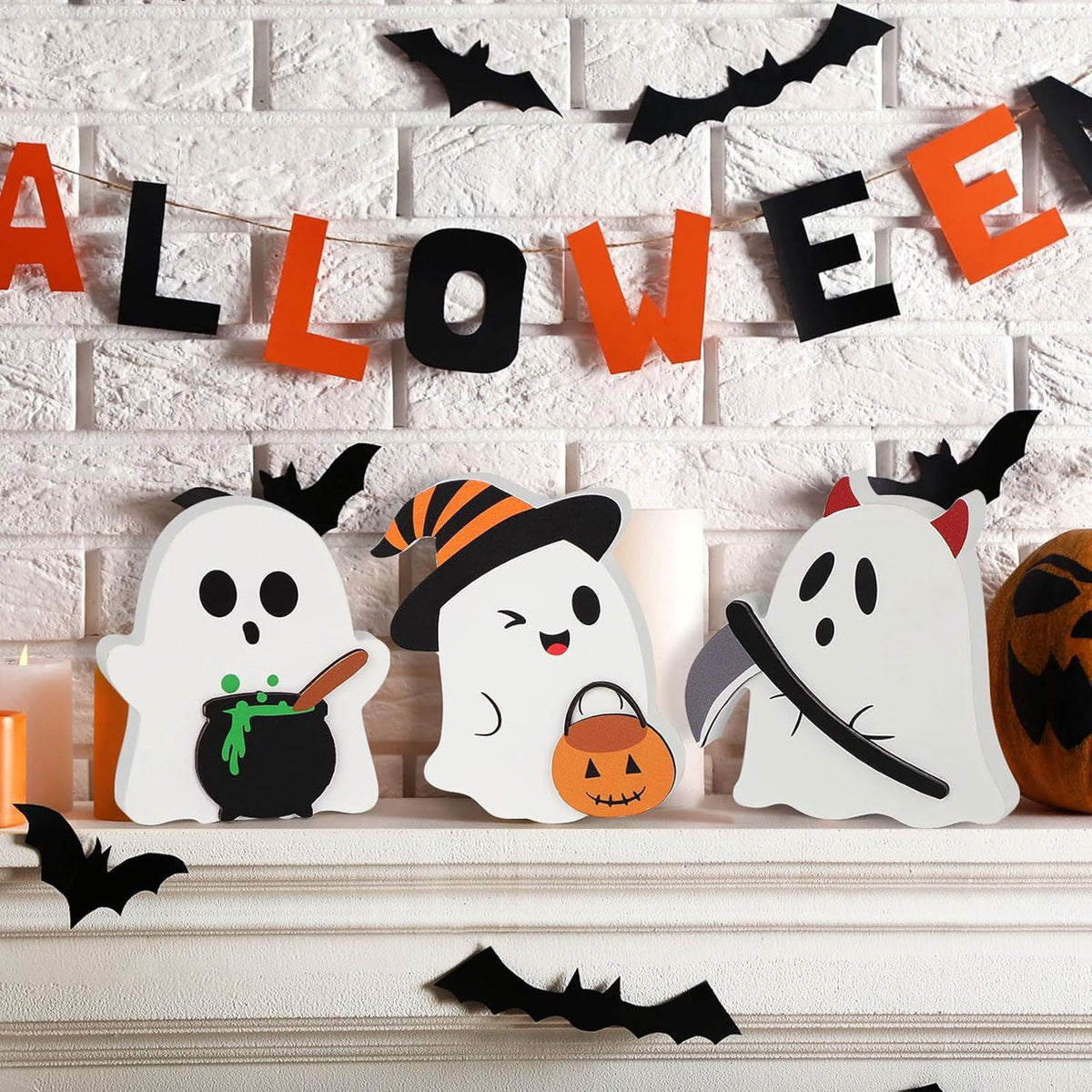 Halloween Ghost Tissue Box Cover | 7.87 Inch Tissue Holder Organizer | Decorative Functional Desktop Accessory | Halloween Theme Home Decor | Resin Halloween Party Decoration