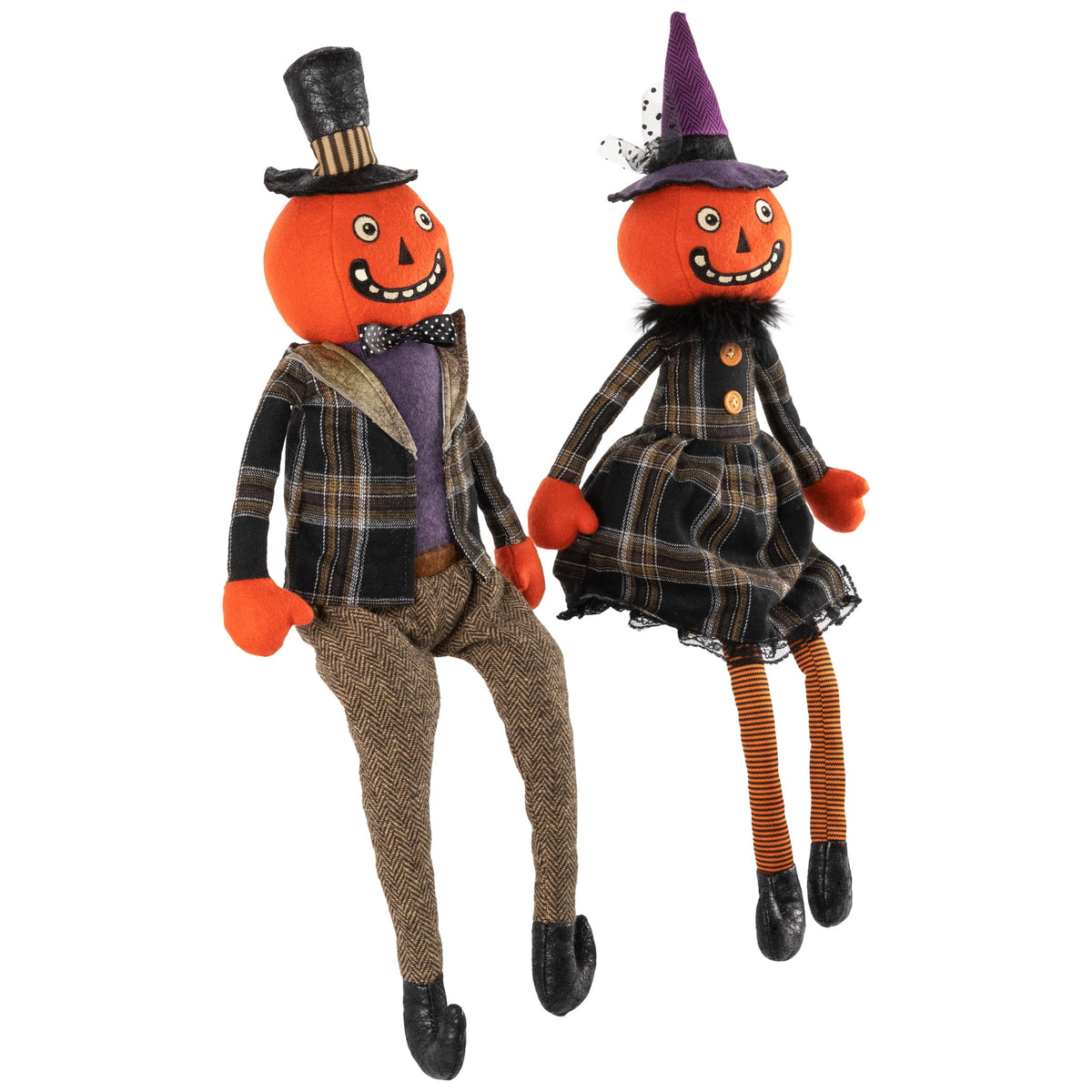 Northlight Jack-O-Lantern Couple Halloween Figures - 24" - Set of 2