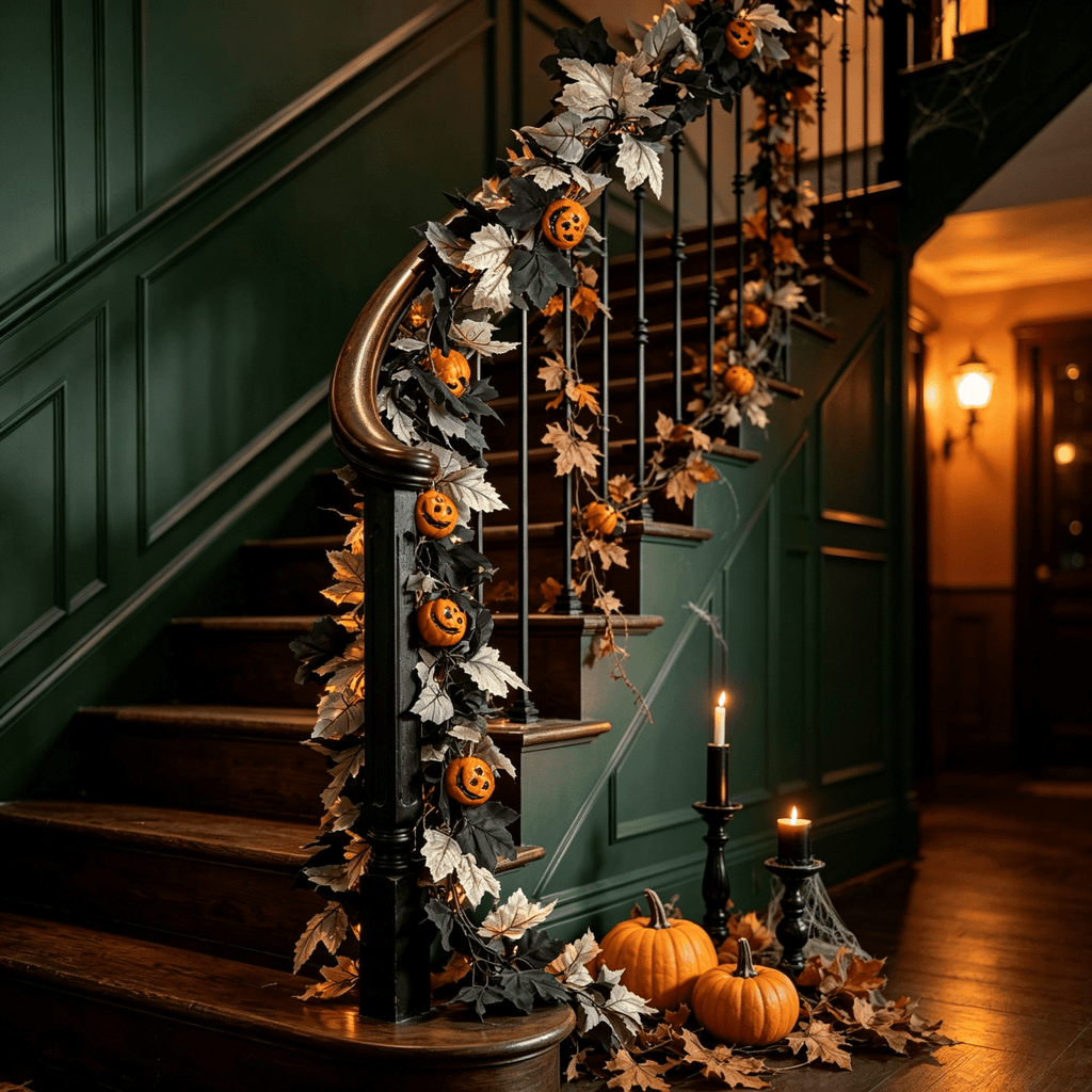 68 Inch Black Halloween Garland, Fall Artificial Vine, Thanksgiving Wall Decor for Home Mantel