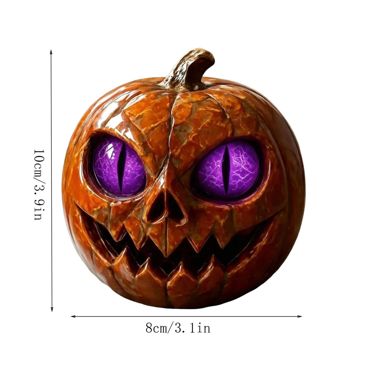 Halloween Scary Jack O Lantern Pumpkin Statue with Color Changing LED Eyes Spooky Tabletop Yard Decor Prop