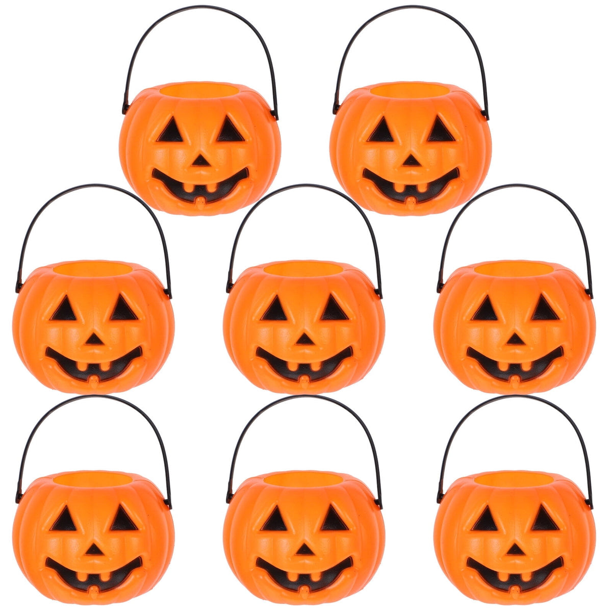 Pumpkin Candy Bucket 8pcs Plastic Pumpkin Candy Bucket Children Pumpkin Candy Pail Holder for Halloween Party Decoration Orange