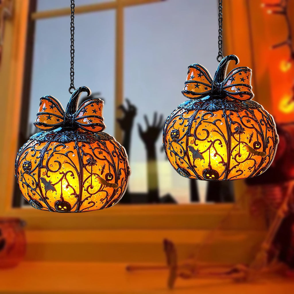 Acrylic Halloween Pumpkin Pendant Hanging Ornament - Spooky Fall Home Decor for Porch Wall Door Indoor Outdoor