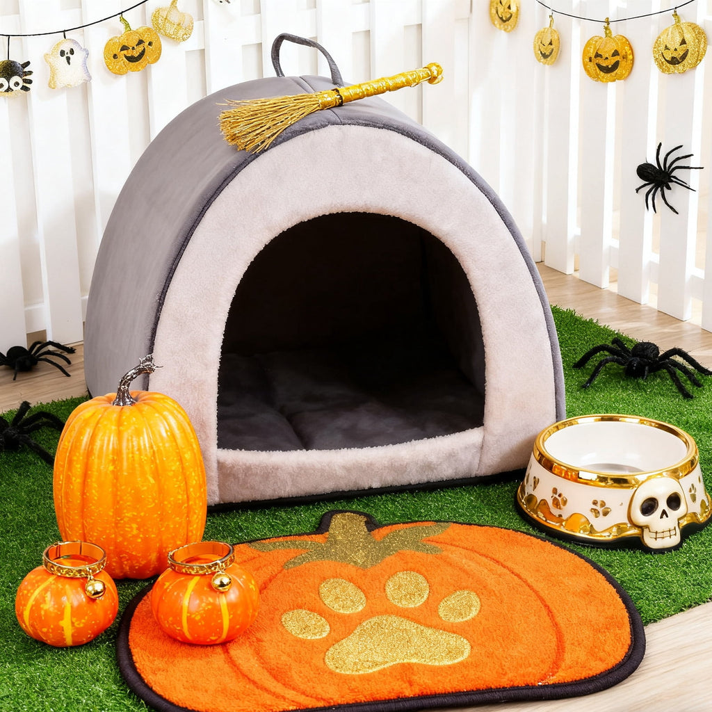 YOYTOO 7 Pcs Artificial Fake Pumpkins Fall Decoration, 4 Sizes, DIY Foam Pumpkins for Halloween Autumn Harvest Thanksgiving Table top House Dining Table Party Decoration (Orange)