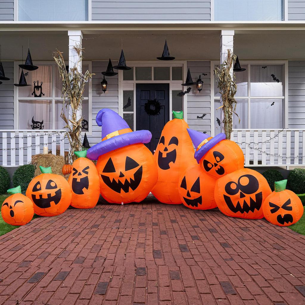 Joyfy 10 Ft Tall Halloween Inflatables Pumpkin,Giant Pumpki Blow Up Decor with Built-in LED Lights,Outdoor Decorations for Yard,Lawn,Garden