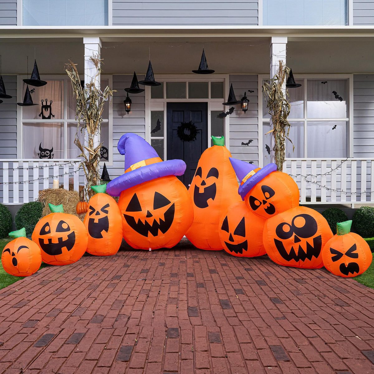 Joyfy 10 Ft Tall Halloween Inflatables Pumpkin,Giant Pumpki Blow Up Decor with Built-in LED Lights,Outdoor Decorations for Yard,Lawn,Garden