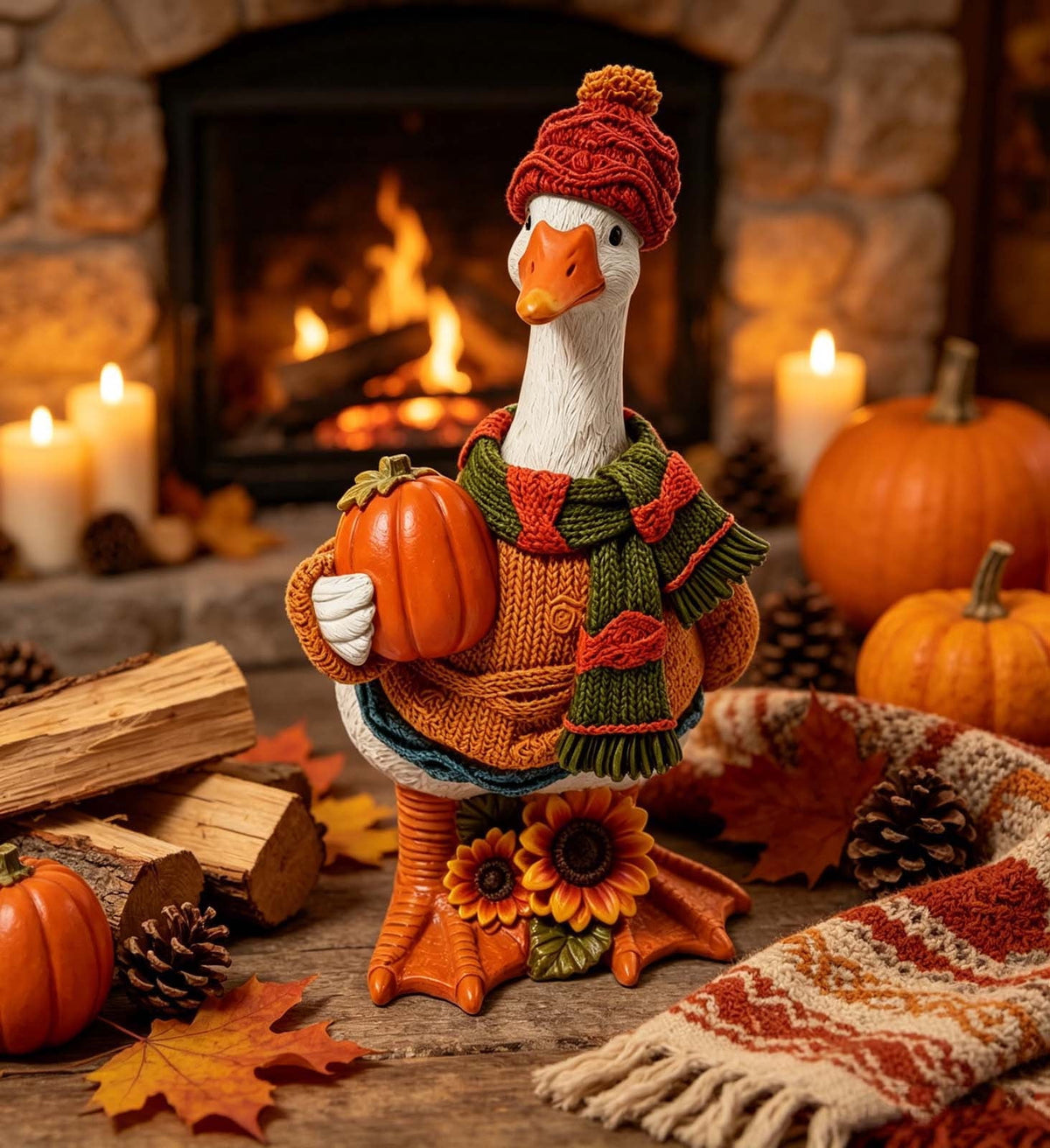 Fall Decorations for Home, 7.9in Lighted Halloween Scarecrow Dog Figurine, Resin Thanksgiving Halloween Garden Dogs Figurines for Autumn Harvest Porch Yard Garden Decor
