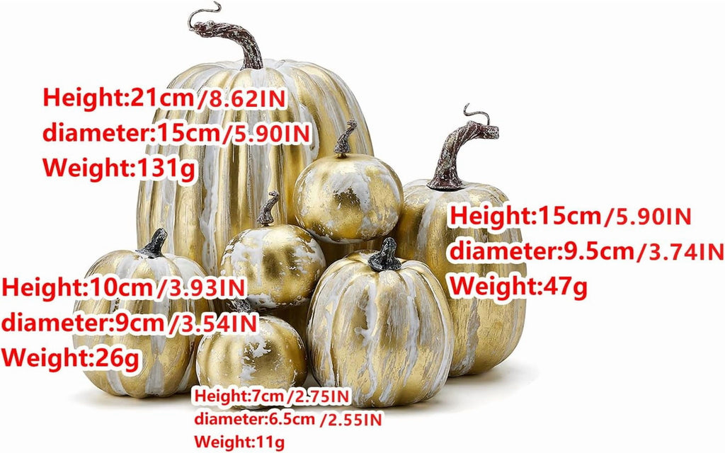 7Pcs Artificial Pumpkins Faux Foam Fall Harvest Pumpkin Halloween Thanksgiving Decorations Indoor for Home