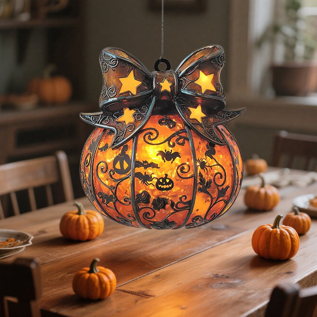 Orangide Halloween Pumpkin Pendant Acrylic Hanging Ornament Fall Decor Cute Jack-O-Lantern Decorations for Home Window Car Rearview Mirror Indoor Outdoor
